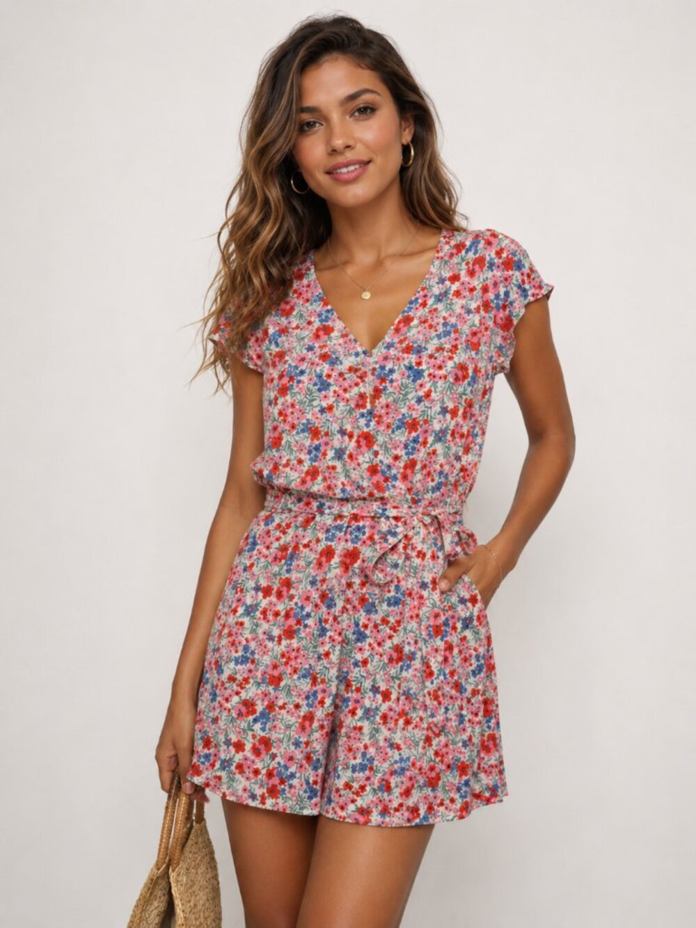 American Eagle Floral Romper Women Small Boho Cottagecore Festival Spring Outfit